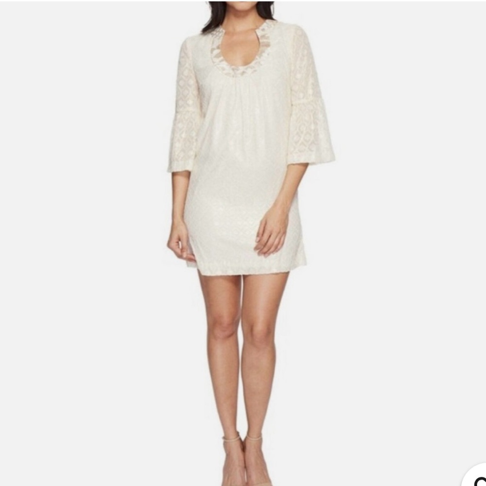 Trina Turk Ivory Bonita Bell Sleeve Dress